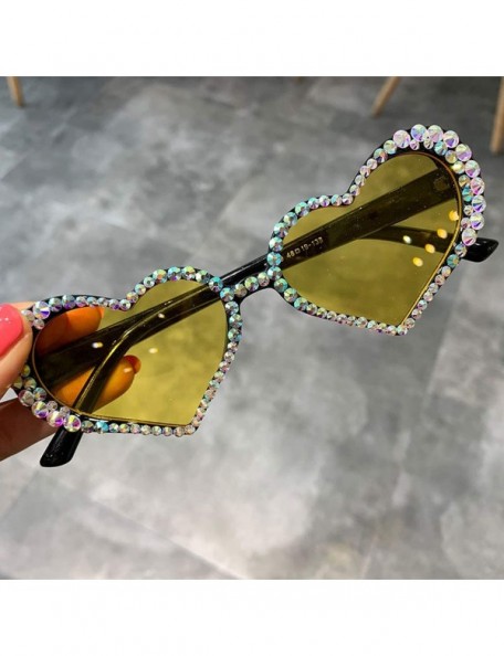 Rimless Vintage Heart Sunglasses Women Fashion Luxury Rhinestone Decoration Cat Eye Men Eyeglasses Clear Glasses - CV198ZZNCN...