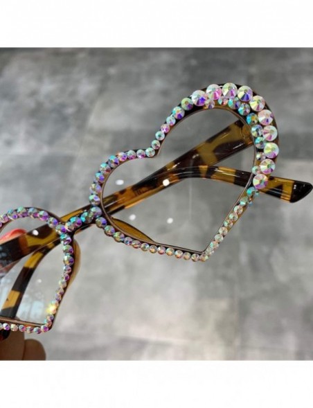 Rimless Vintage Heart Sunglasses Women Fashion Luxury Rhinestone Decoration Cat Eye Men Eyeglasses Clear Glasses - CV198ZZNCN...