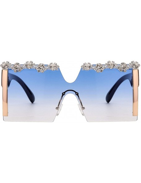 Sport Oversize Diamond Sunglasses Rinestone Gradient - CX197M2Q686 $43.26