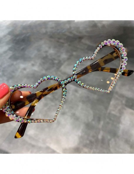 Rimless Vintage Heart Sunglasses Women Fashion Luxury Rhinestone Decoration Cat Eye Men Eyeglasses Clear Glasses - CV198ZZNCN...