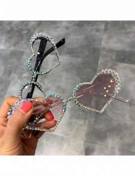 Rimless Vintage Heart Sunglasses Women Fashion Luxury Rhinestone Decoration Cat Eye Men Eyeglasses Clear Glasses - CV198ZZNCN...