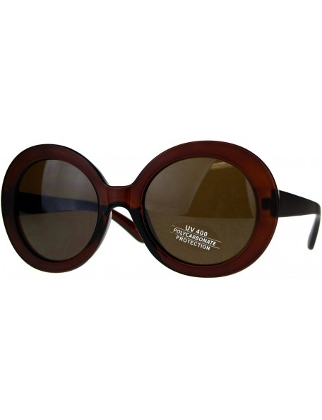 Oversized Vintage Fashion Sunglasses Womens Oversized Round 60's Shades UV 400 - Brown - CY18C7TA39D $8.94