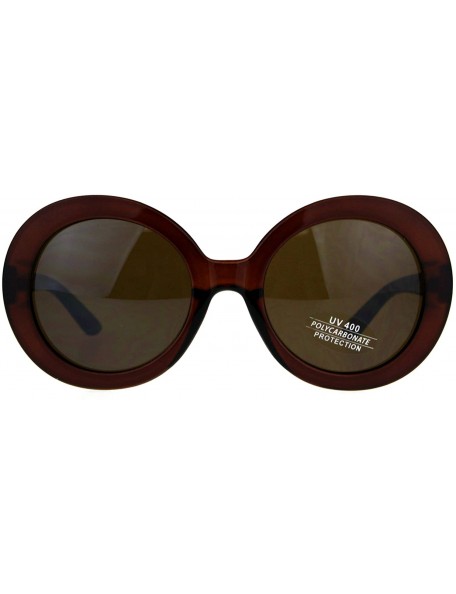 Oversized Vintage Fashion Sunglasses Womens Oversized Round 60's Shades UV 400 - Brown - CY18C7TA39D $8.94