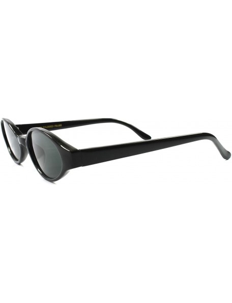 Cat Eye Vintage 60s 70s Old Fashioned Black Womens Oval Lens Cat Eye Sunglasses - Black - CB189R84MII $11.69
