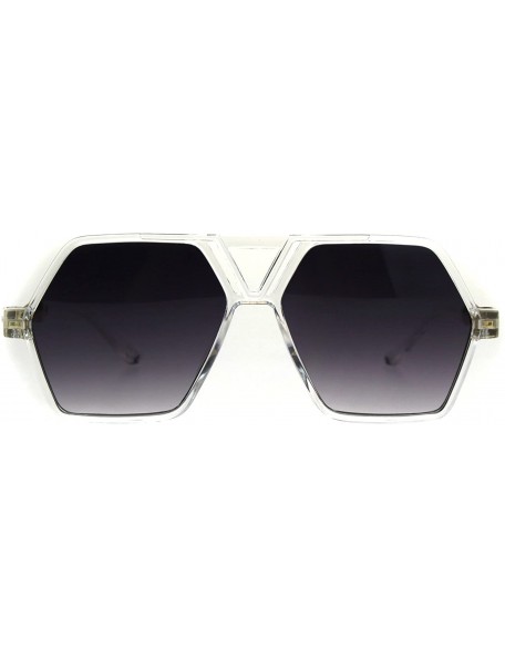 Rectangular Futuristic Mens Robotic Plastic Racer Octagonal Sunglasses - Clear Smoke - CD180OXEGLD $15.61