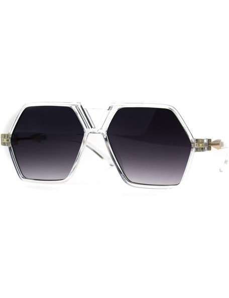 Rectangular Futuristic Mens Robotic Plastic Racer Octagonal Sunglasses - Clear Smoke - CD180OXEGLD $15.61