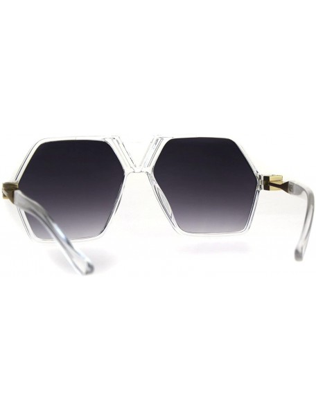 Rectangular Futuristic Mens Robotic Plastic Racer Octagonal Sunglasses - Clear Smoke - CD180OXEGLD $15.61