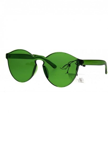 Rimless Pop Color Trendy Thick Plastic Full Panel Rimless Lens Keyhole Hipster Sunglasses - Green - CV182G47L6G $16.04