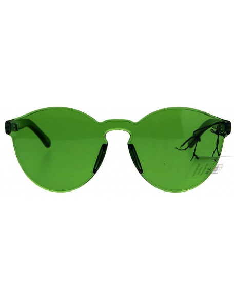 Rimless Pop Color Trendy Thick Plastic Full Panel Rimless Lens Keyhole Hipster Sunglasses - Green - CV182G47L6G $16.04