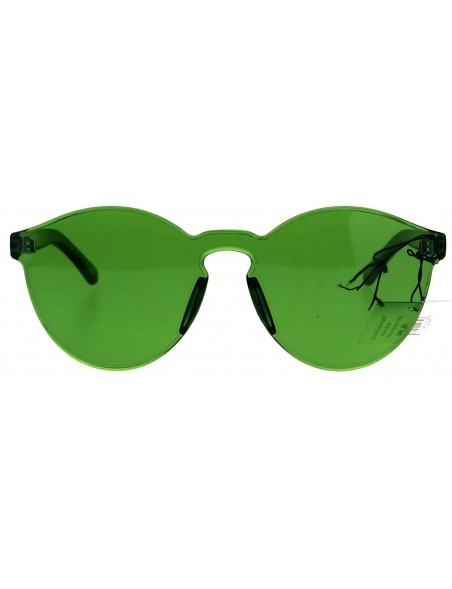 Rimless Pop Color Trendy Thick Plastic Full Panel Rimless Lens Keyhole Hipster Sunglasses - Green - CV182G47L6G $16.04