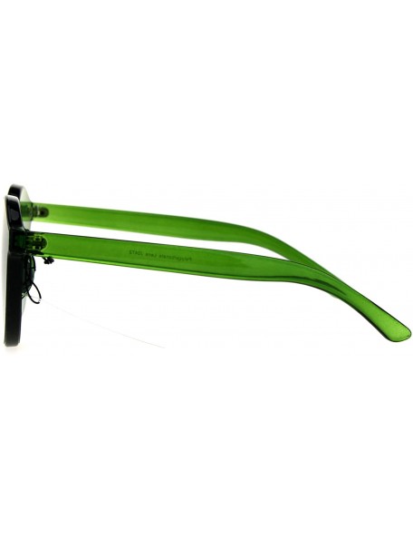 Rimless Pop Color Trendy Thick Plastic Full Panel Rimless Lens Keyhole Hipster Sunglasses - Green - CV182G47L6G $16.04