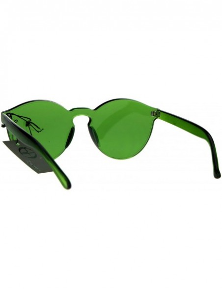 Rimless Pop Color Trendy Thick Plastic Full Panel Rimless Lens Keyhole Hipster Sunglasses - Green - CV182G47L6G $16.04