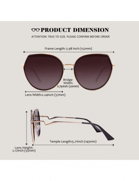 Oversized Fashion Oversized Polarized Sunglasses for Women Cat Eye Shades-FZ56 - Brown Frame/Brown Lens - CI18TL74RU0 $19.21