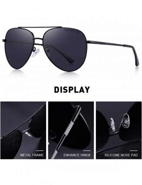 Aviator DESIGN Men Classic Pilot Sunglasses Aviation Frame HD Polarized Sun C01 Black - C05 G15 - CY18XKMC8AY $14.34