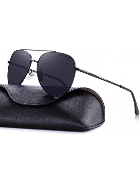 Aviator DESIGN Men Classic Pilot Sunglasses Aviation Frame HD Polarized Sun C01 Black - C05 G15 - CY18XKMC8AY $14.34