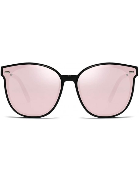 Oval Unisex Sunglasses Retro Black Drive Holiday Oval Non-Polarized UV400 - Pink - C018R4WCMUQ $8.32