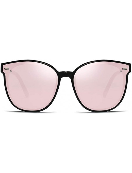 Oval Unisex Sunglasses Retro Black Drive Holiday Oval Non-Polarized UV400 - Pink - C018R4WCMUQ $8.32