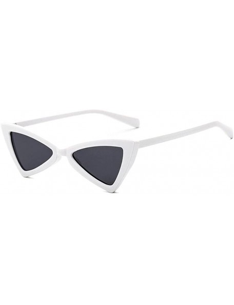 Goggle Retro Metal Hinge Women Cat Eye Sunglasses Fashion Triangle Eyewear - White Gray - CL18CMQ5NDW $24.29