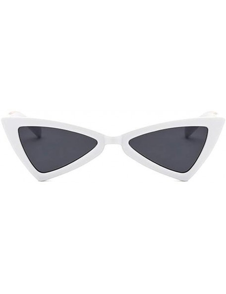 Goggle Retro Metal Hinge Women Cat Eye Sunglasses Fashion Triangle Eyewear - White Gray - CL18CMQ5NDW $24.29