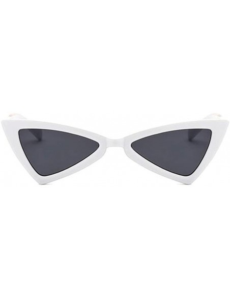 Goggle Retro Metal Hinge Women Cat Eye Sunglasses Fashion Triangle Eyewear - White Gray - CL18CMQ5NDW $24.29