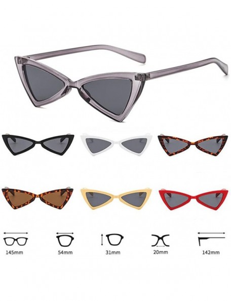 Goggle Retro Metal Hinge Women Cat Eye Sunglasses Fashion Triangle Eyewear - White Gray - CL18CMQ5NDW $24.29