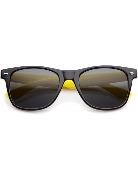 Wayfarer Classic Retro Two-Toned Neon Color Temple Horn Rimmed Sunglasses 54mm - Shiny Black-yellow / Smoke - CL12K5F7G2V $9.94