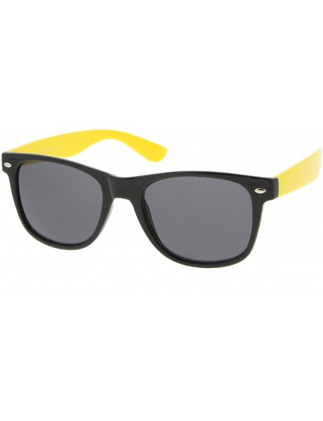 Wayfarer Classic Retro Two-Toned Neon Color Temple Horn Rimmed Sunglasses 54mm - Shiny Black-yellow / Smoke - CL12K5F7G2V $9.94