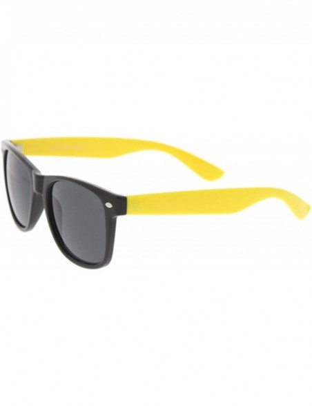 Wayfarer Classic Retro Two-Toned Neon Color Temple Horn Rimmed Sunglasses 54mm - Shiny Black-yellow / Smoke - CL12K5F7G2V $9.94