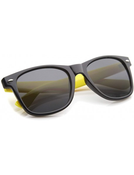 Wayfarer Classic Retro Two-Toned Neon Color Temple Horn Rimmed Sunglasses 54mm - Shiny Black-yellow / Smoke - CL12K5F7G2V $9.94