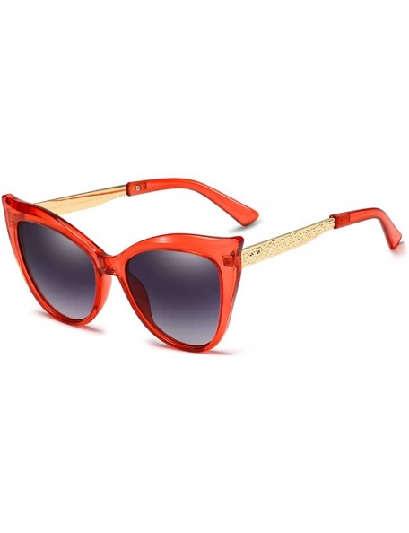 Cat Eye Fashion Lady cat Eye Metal Classic Round Sunglasses 100% UV400 Protection - Red Gray - CN18X5I02GO $38.19