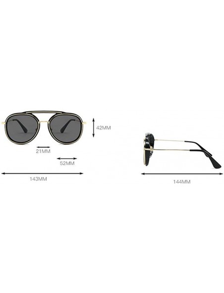 Round Retro Punk Style Double Beam Round Sunglasses Men Women Fashion Vintage Sunshade Glasses UV400 - Brown - CB193342RRU $1...