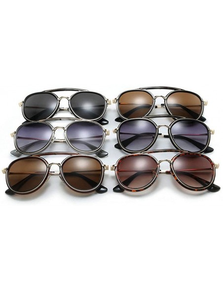 Round Retro Punk Style Double Beam Round Sunglasses Men Women Fashion Vintage Sunshade Glasses UV400 - Brown - CB193342RRU $1...