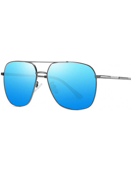 Rectangular Square Polit UV400 Protection Polarized Sunglasses for Men Women - Grey Blue - CM18O4ZG0RW $28.28