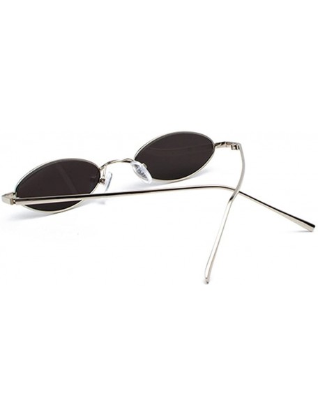 Oval Vintage Oval Sunglasses Small Metal Frames Designer Glasses - C4 - CY18D0UDUEL $23.83