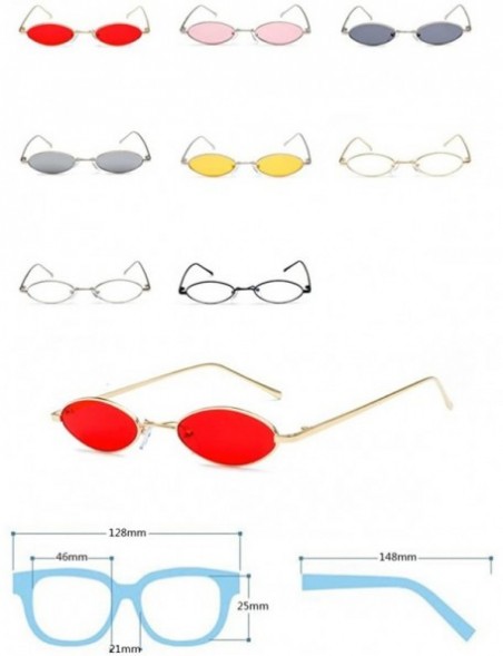 Oval Vintage Oval Sunglasses Small Metal Frames Designer Glasses - C4 - CY18D0UDUEL $23.83
