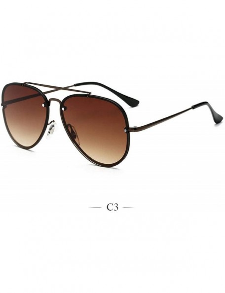 Semi-rimless Men Women Lens Oversized Sun Glasses Fashion Retro Round Sunglasses Vintage Luxury Mirror - 3 - CB198A5T6K7 $76.73