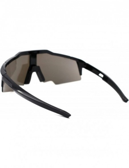 Shield Mens XL Oversize Shield Robotic Plastic Sport Sunglasses - Shiny Black Blue Mirror - C119607DNU3 $11.53