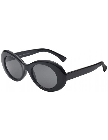 Goggle Women Retro Vintage Fashion Oval Round Clout Goggles Sunglasses - Black - CD18I0IZKIW $11.82