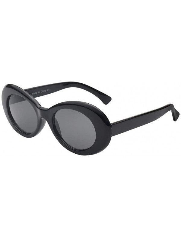 Goggle Women Retro Vintage Fashion Oval Round Clout Goggles Sunglasses - Black - CD18I0IZKIW $11.82