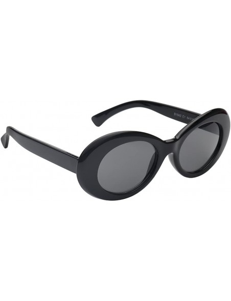 Goggle Women Retro Vintage Fashion Oval Round Clout Goggles Sunglasses - Black - CD18I0IZKIW $11.82