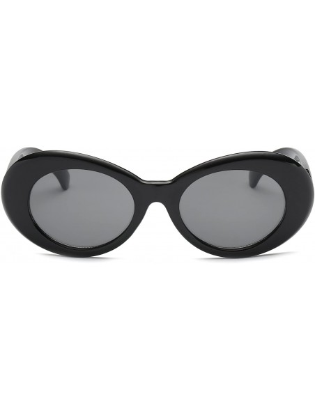 Goggle Women Retro Vintage Fashion Oval Round Clout Goggles Sunglasses - Black - CD18I0IZKIW $11.82