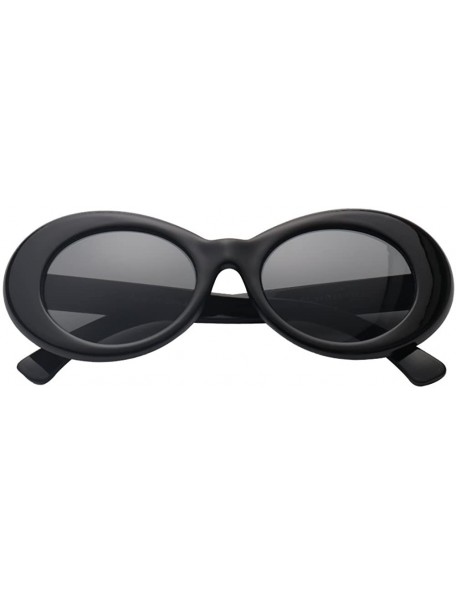 Goggle Women Retro Vintage Fashion Oval Round Clout Goggles Sunglasses - Black - CD18I0IZKIW $11.82