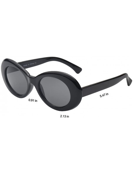 Goggle Women Retro Vintage Fashion Oval Round Clout Goggles Sunglasses - Black - CD18I0IZKIW $11.82