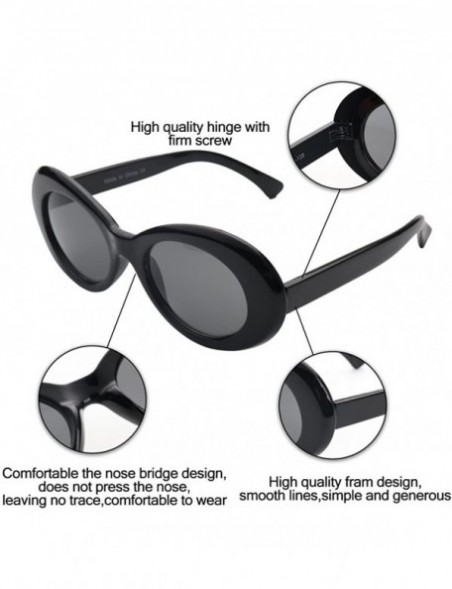 Goggle Women Retro Vintage Fashion Oval Round Clout Goggles Sunglasses - Black - CD18I0IZKIW $11.82