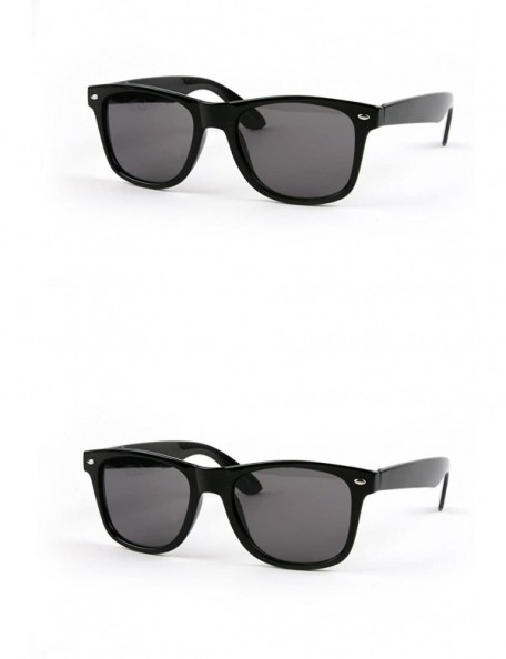 Wayfarer Colorful Wayfarer Retro Style Sunglasses P713 Spring Hinge (Mid-Large Size) - 2 Pcs Black & Black - C011WWTAFKX $11.55