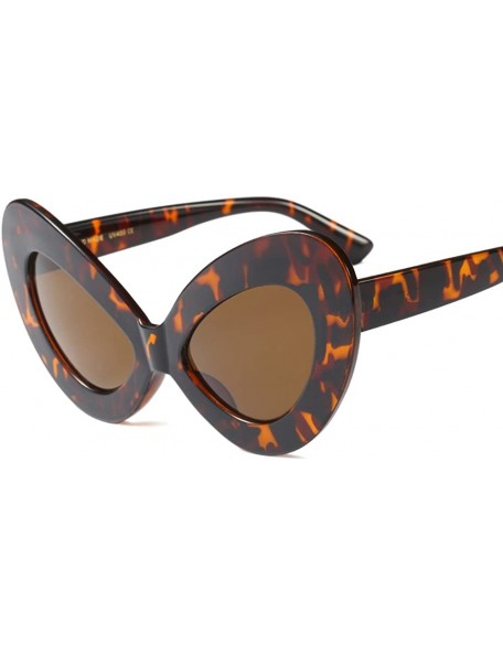 Cat Eye Oversized Cat Eye Sunglasses Women Sexy Retro Sun Glasses Accessories Summer - Leopard With Brown - CN18D89ESIK $8.43