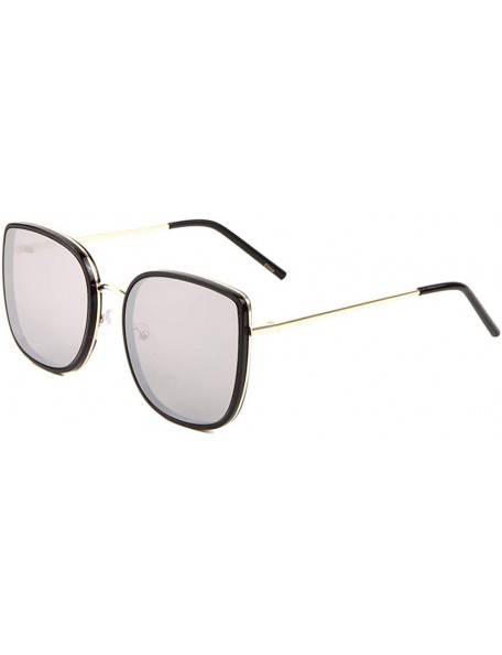 Cat Eye Wide Square Cat Eye double Plastic Metal Frame Sunglasses - Grey - CT197OQS6YT $15.94