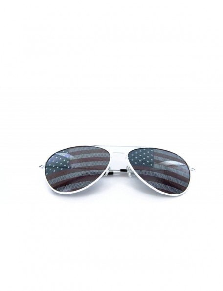 Wayfarer Patriotic Aviator Sunglasses USA Flag Lens Vacation Shades - White - CJ12H1XQLU3 $7.27