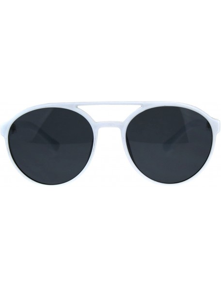 Round Mens Side Visor Plastic Cafe Racer Round Sunglasses - White - C218CMNR3T0 $12.56