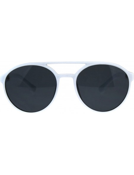 Round Mens Side Visor Plastic Cafe Racer Round Sunglasses - White - C218CMNR3T0 $12.56